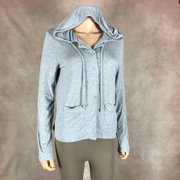 JESSICA SIMPSON Hooded Button Front Long Sleeve Top MEDIUM - Picture 1 of 8